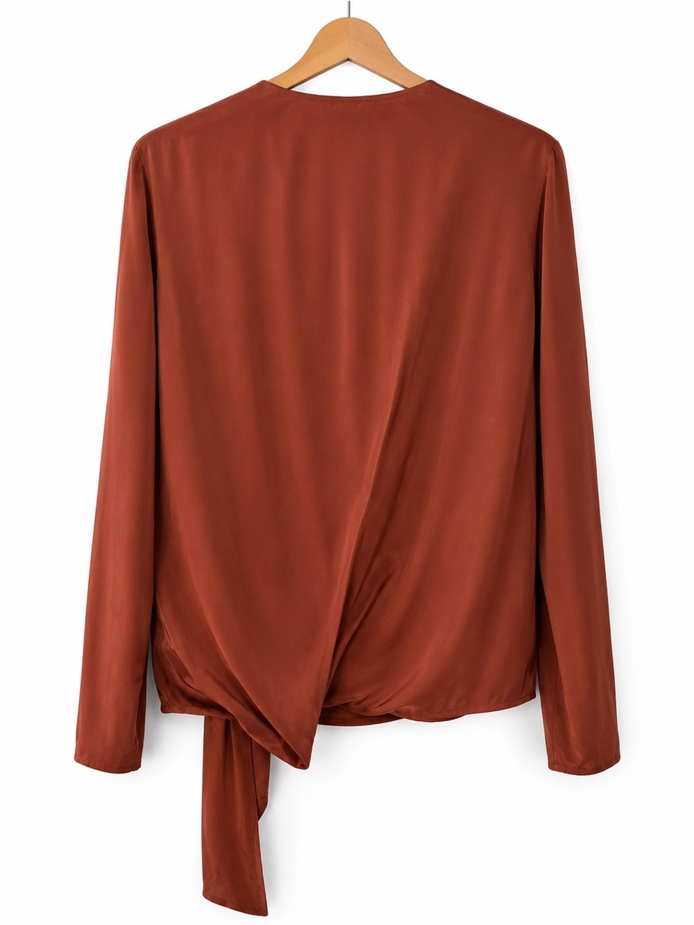 Massimo Dutti NWT Rust Orange Draped Ruffle Blouse 100% Viscose XS - Picture 3 of 12